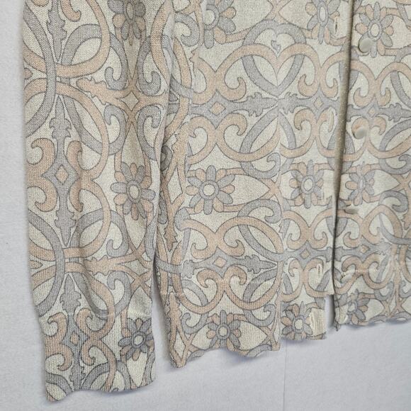 Talbots Beige Metallic Printed Soft Cardigan Sweater - Picture 2 of 7